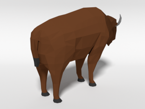 low poly cartoon bison Model 3D