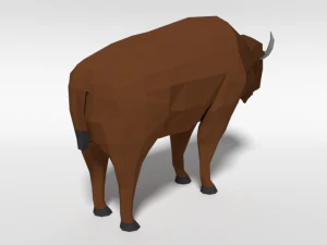 low poly cartoon bison 3D Model