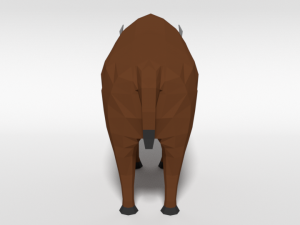 low poly cartoon bison Model 3D