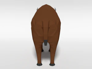 low poly cartoon bison 3D Model