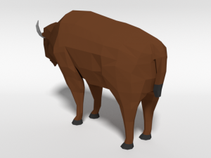 low poly cartoon bison Model 3D