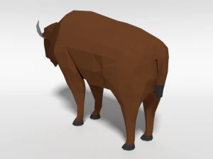 low poly cartoon bison 3D Model
