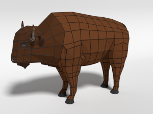 low poly cartoon bison Model 3D