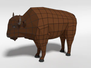 low poly cartoon bison 3D Model