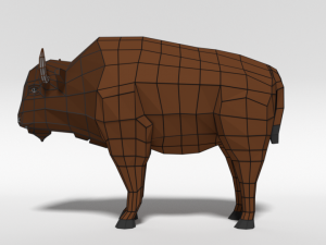 low poly cartoon bison Model 3D