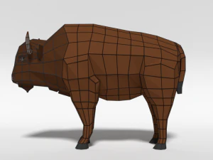 low poly cartoon bison 3D Model