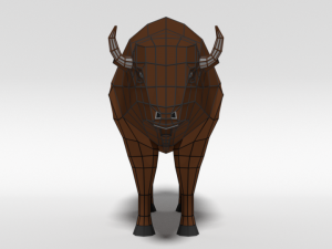 low poly cartoon bison Model 3D