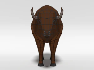 low poly cartoon bison 3D Model