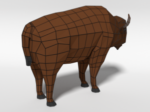 low poly cartoon bison Model 3D