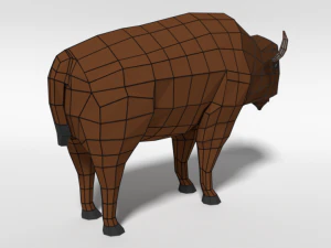 low poly cartoon bison 3D Model