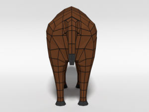 low poly cartoon bison Model 3D