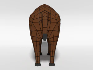 low poly cartoon bison 3D Model
