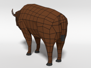 low poly cartoon bison Model 3D