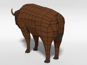 low poly cartoon bison 3D Model