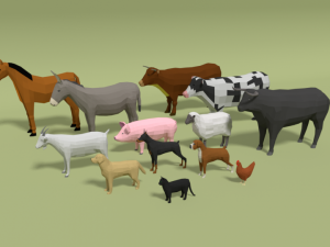 low poly domestic animals collection 3D Model