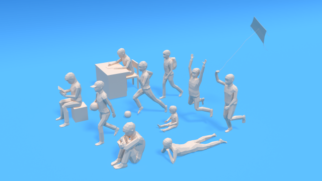 low poly kids collection vol 3 3D Модель .c4d .max .obj .3ds .fbx .stl .blend 