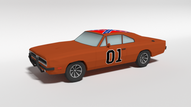low poly cartoon dodge charger 2019 general lee 3Dモデル .c4d .max .obj .3ds .fbx .stl .blend 