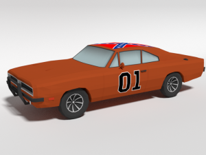 low poly cartoon dodge charger 2019 general lee 3D Model