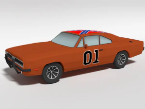 laag poly cartoon Dodge Charger 2019 algemene lee 3D Model