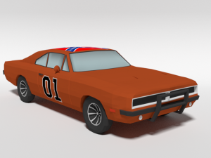 low poly cartoon dodge charger 2019 general lee 3Dモデル