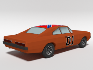 low poly cartoon dodge charger 2019 general lee 3Dモデル