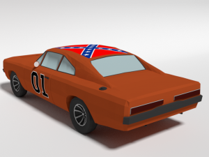 low poly cartoon dodge charger 2019 general lee 3Dモデル