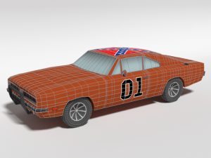 low poly cartoon dodge charger 2019 general lee 3Dモデル