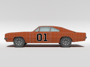 low poly cartoon dodge charger 2019 general lee 3Dモデル