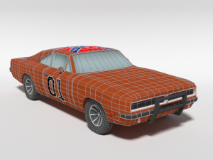 low poly cartoon dodge charger 2019 general lee 3Dモデル