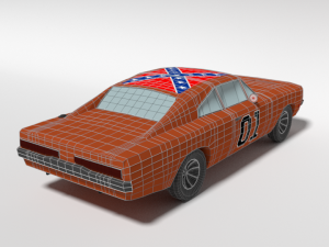 low poly cartoon dodge charger 2019 general lee 3Dモデル