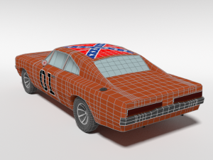 low poly cartoon dodge charger 2019 general lee 3Dモデル