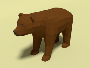 low poly cartoon bear Model 3D
