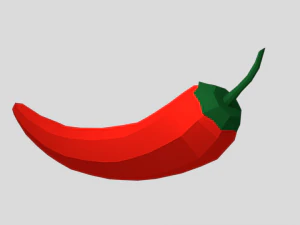 low poly cartoon red pepper free 3D Model