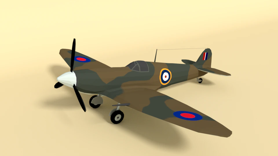 low poly cartoon supermarine spitfire mkii airplane 3D Model .c4d .max .obj .3ds .fbx .stl .blend 