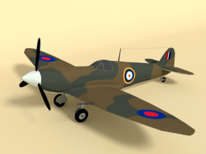 low poly cartoon supermarine spitfire mkii airplane 3D Модель