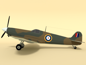low poly cartoon supermarine spitfire mkii airplane Model 3D