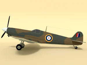 low poly cartoon supermarine spitfire mkii airplane 3D Model