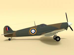 low poly cartoon supermarine spitfire mkii airplane 3D Model
