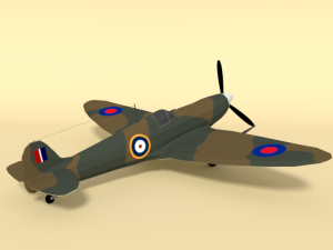 low poly cartoon supermarine spitfire mkii airplane Model 3D