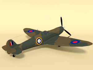 low poly cartoon supermarine spitfire mkii airplane 3D Model