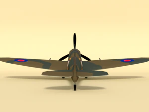 low poly cartoon supermarine spitfire mkii airplane 3D Model