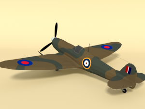 low poly cartoon supermarine spitfire mkii airplane Model 3D