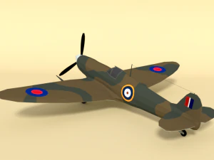 low poly cartoon supermarine spitfire mkii airplane 3D Model