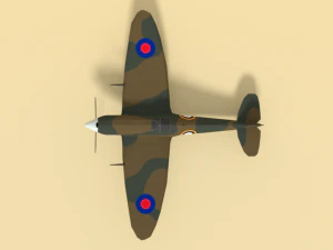 low poly cartoon supermarine spitfire mkii airplane 3D Model
