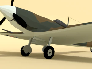 low poly cartoon supermarine spitfire mkii airplane 3D Model