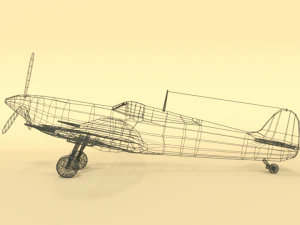 low poly cartoon supermarine spitfire mkii airplane 3D Model