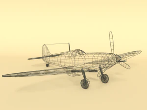 low poly cartoon supermarine spitfire mkii airplane 3D Model