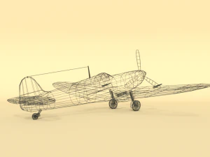 low poly cartoon supermarine spitfire mkii airplane 3D Model
