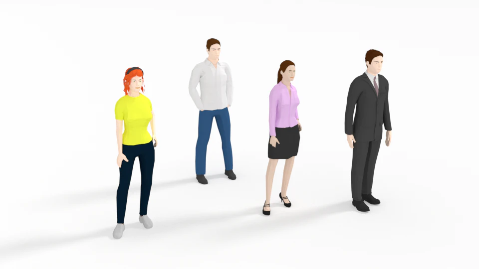 low poly people collection 3D Model .c4d .max .obj .3ds .fbx .stl .blend 