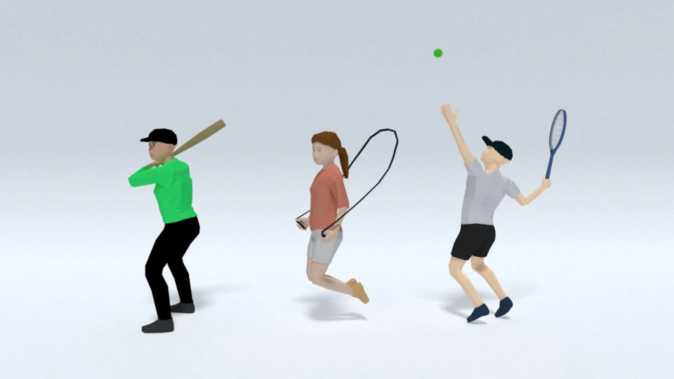 low poly kids playing collection 3D Model .c4d .max .obj .3ds .fbx .stl .blend